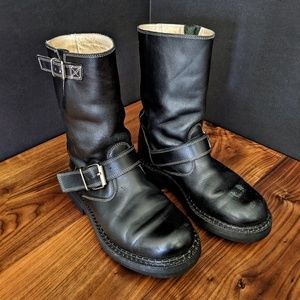 Fluevog Black Leather Moto Boots